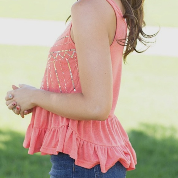 Coral sequined/beaded Tank Top - Picture 6 of 7